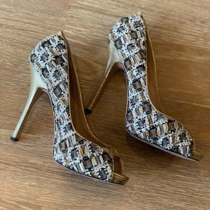 Jean Michel Gold and Silver Tweed Heels